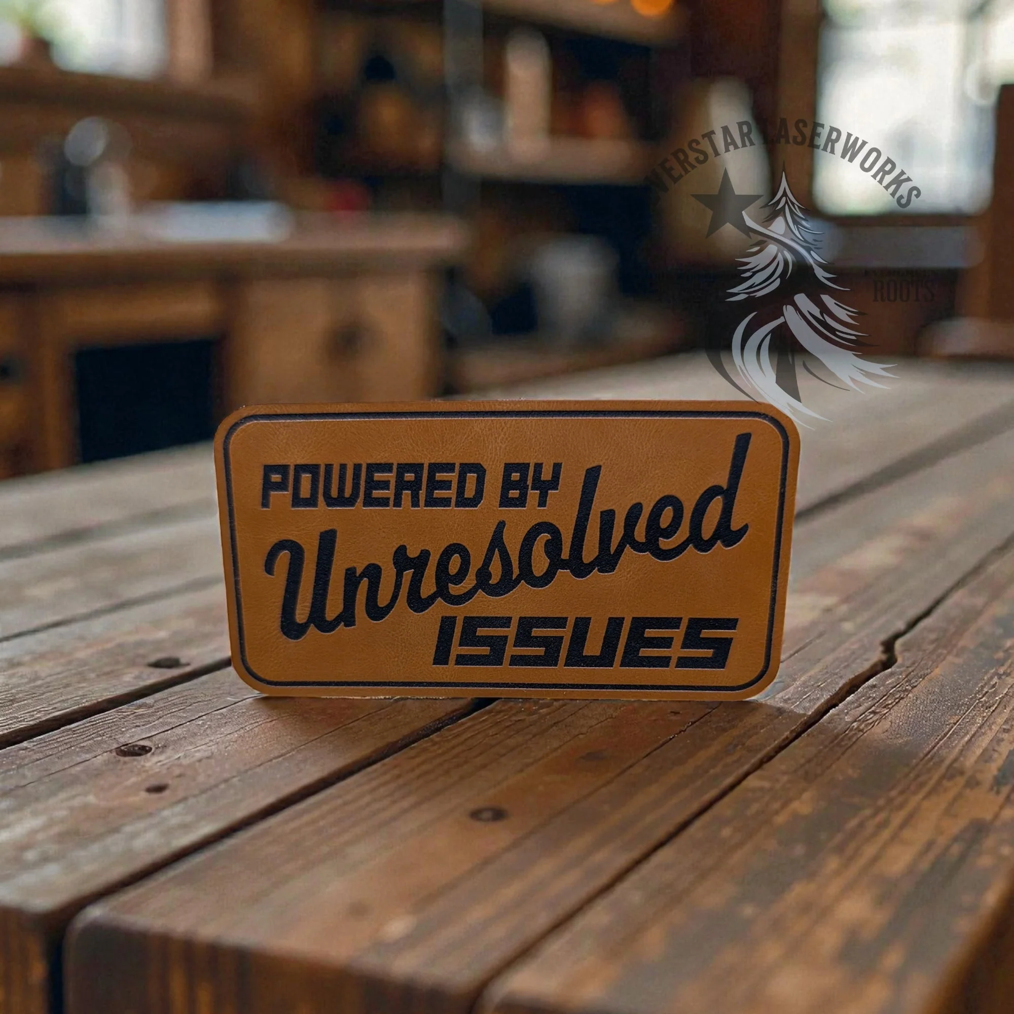Powered by Unresolved Issues Leather Patch - Image 2
