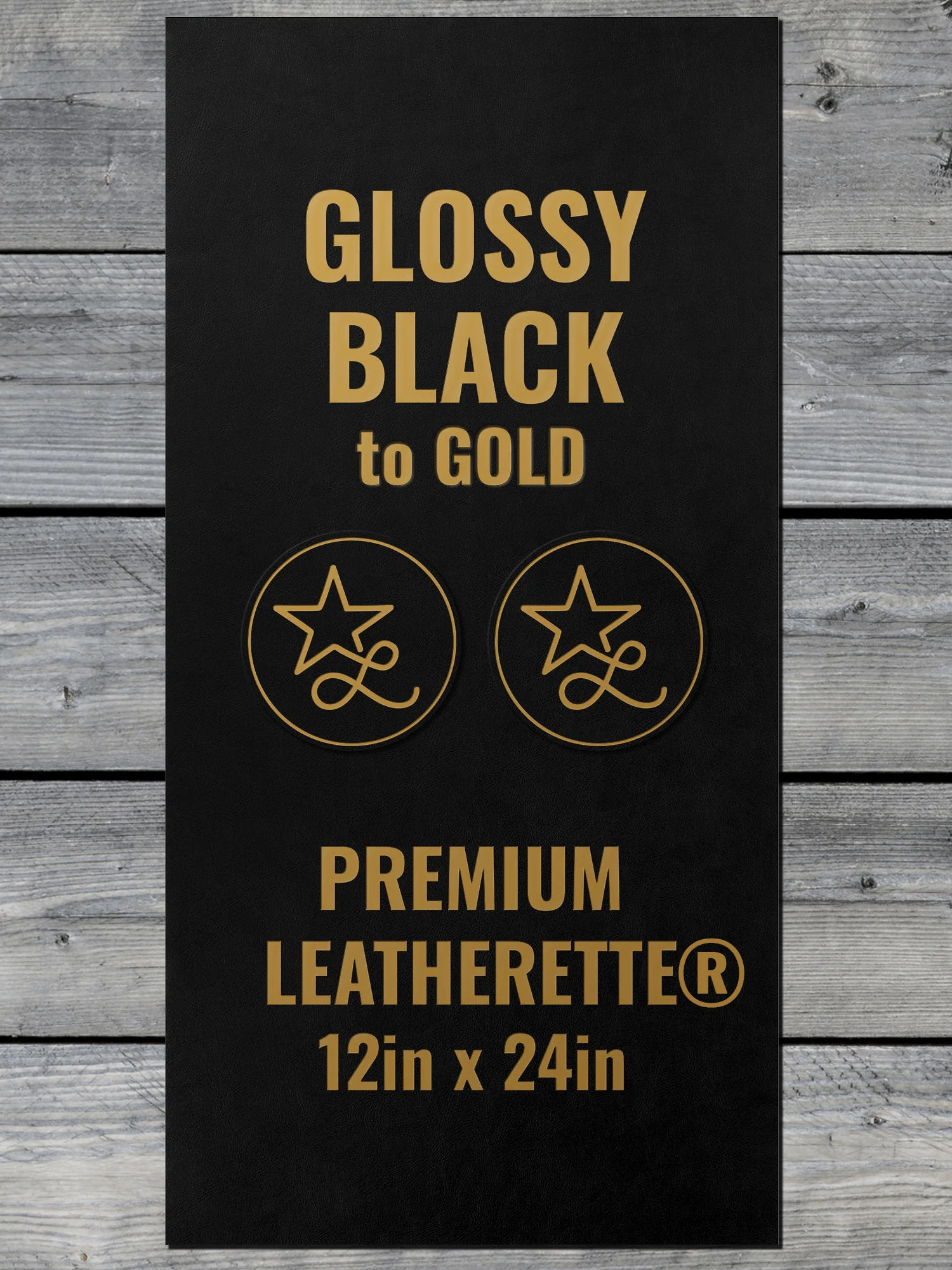 Glossy Black / Gold Durra-Bull Premium Leatherette® Sheets (12x24)