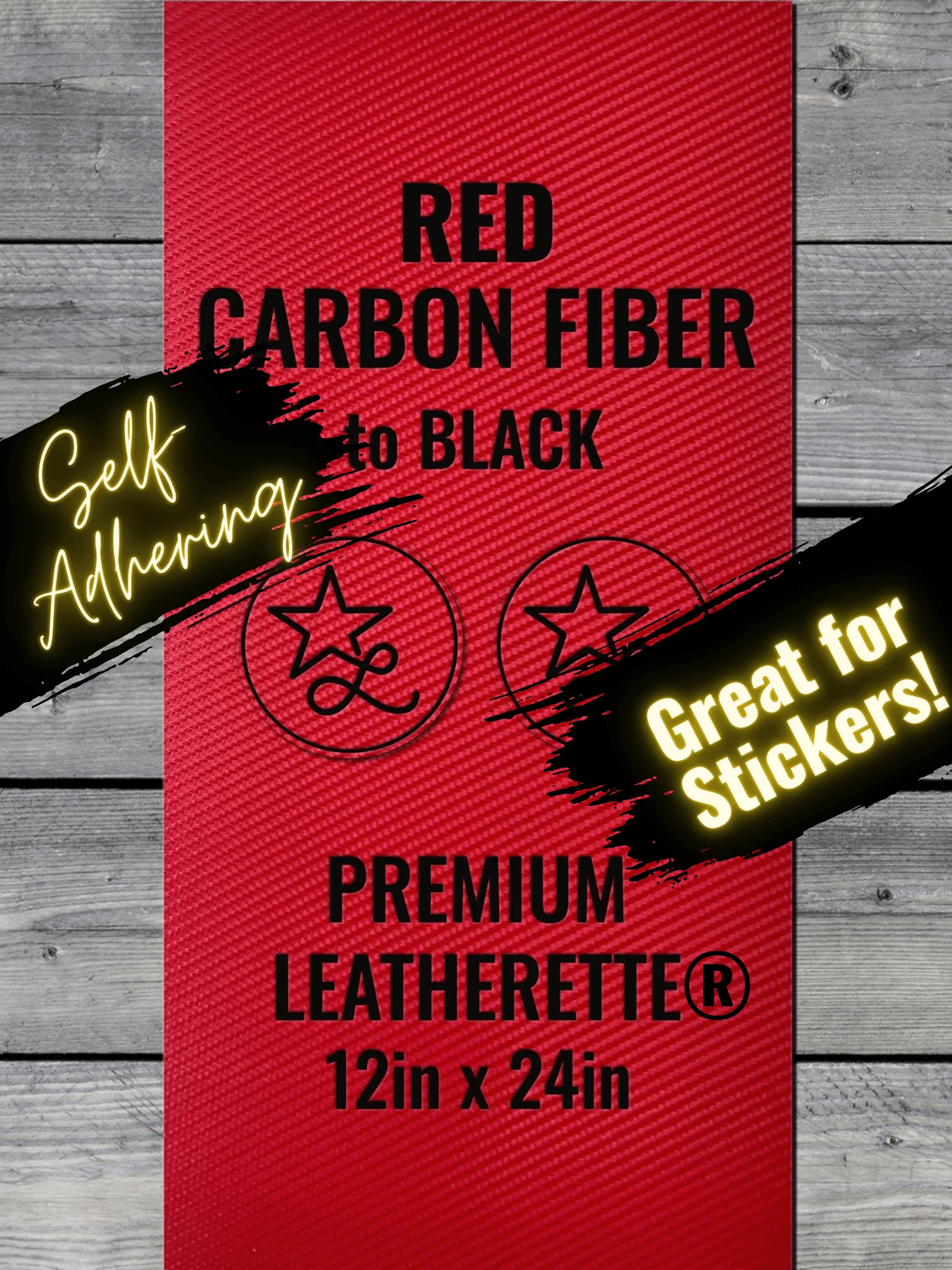 Self-Adhering Red Carbon Fiber Durra-Bull Premium Leatherette® Sheets