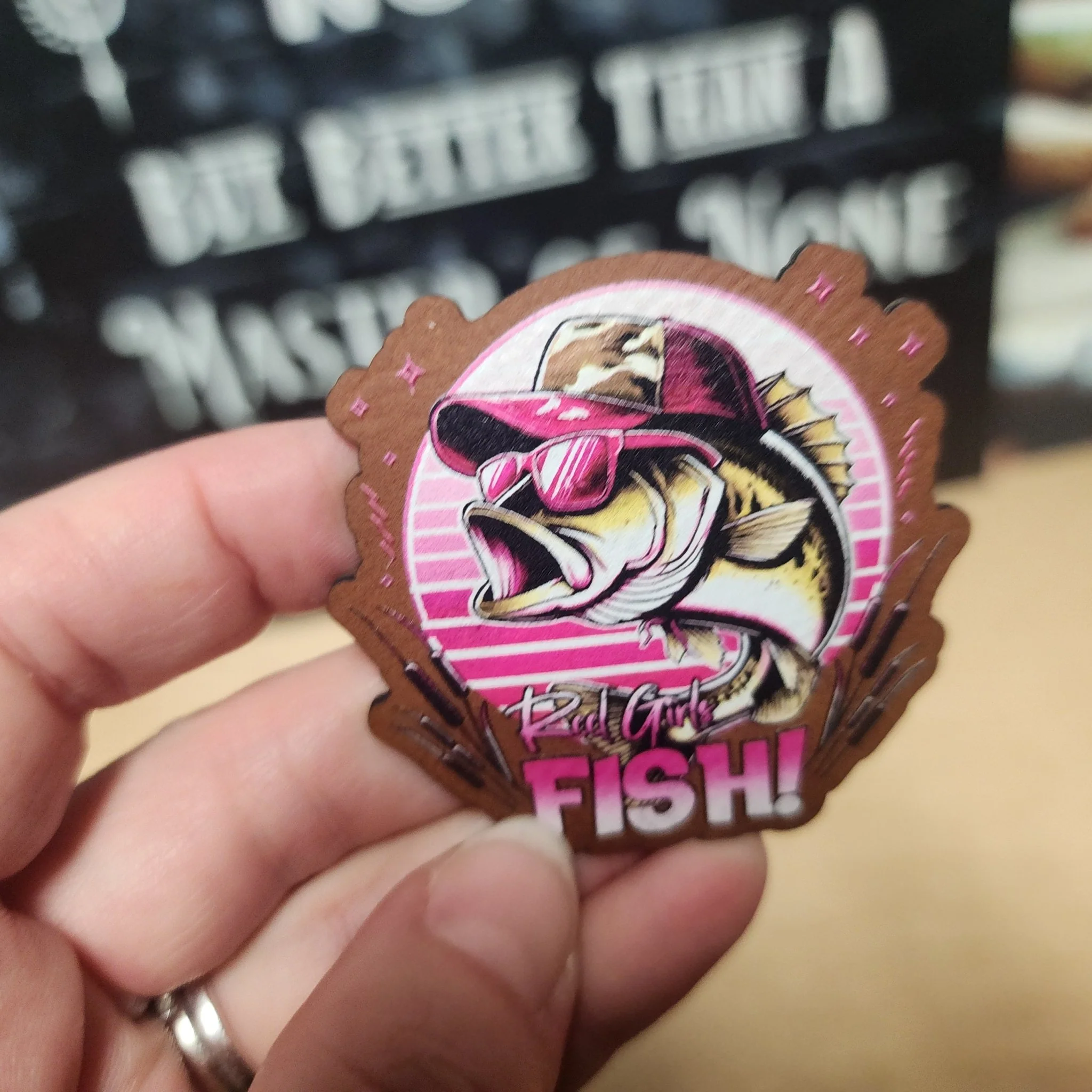 Reel Girls Love Fishing! UV Printed Leatherette Hat Patch - MR01