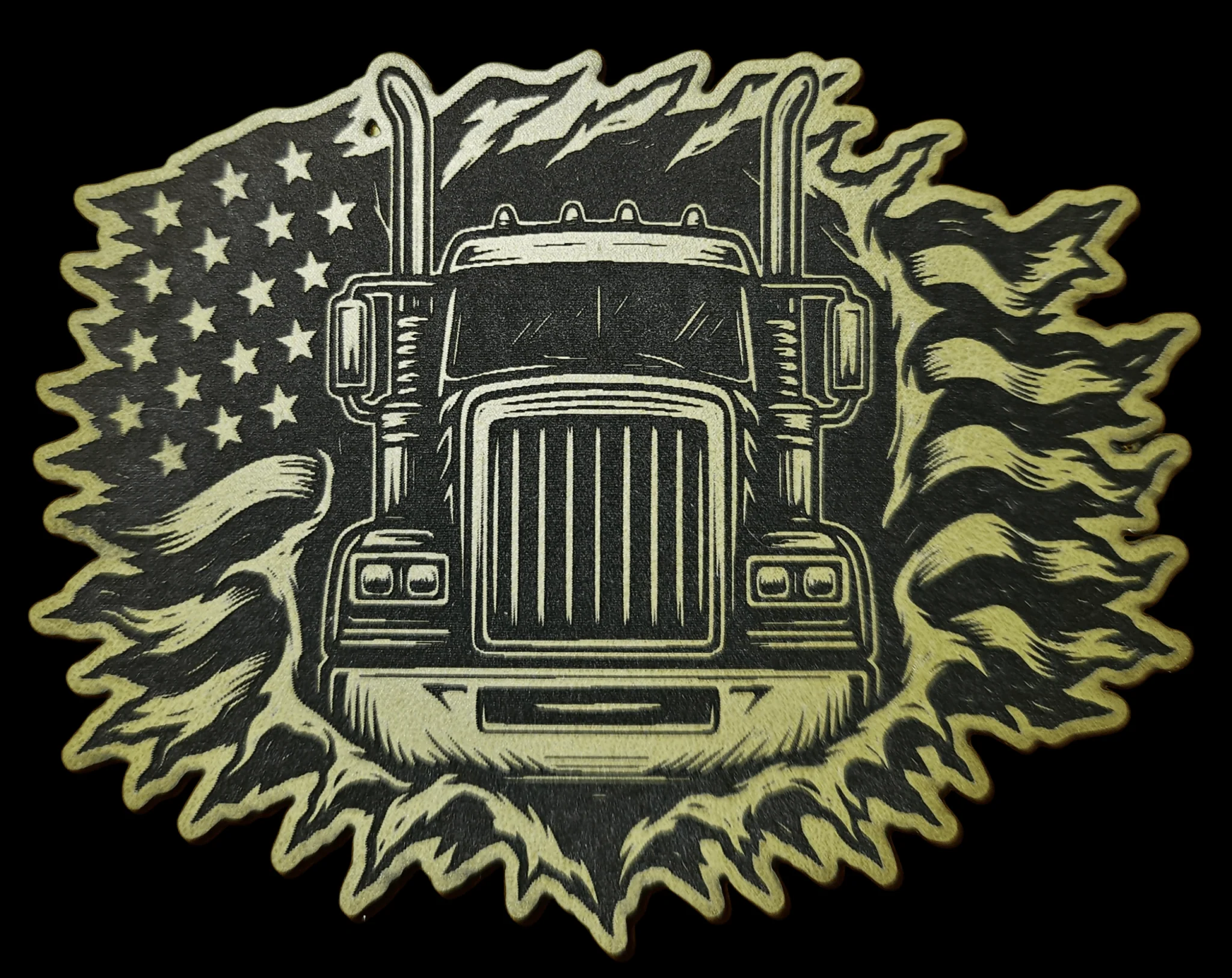 RIG Busting Through American Flag Jagged Outline