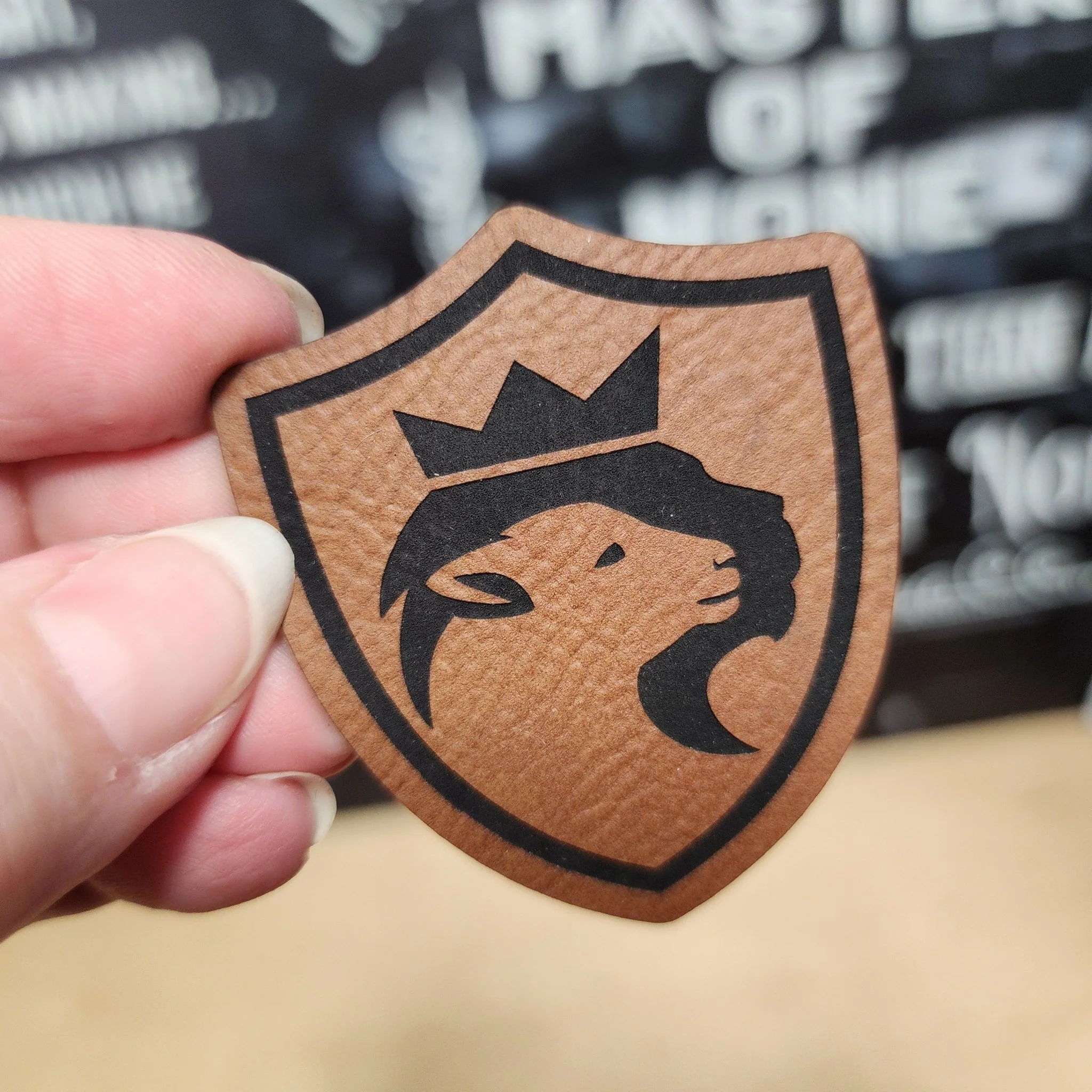 Royal Lion Crest Religious (Rawhide) Engraved Leatherette Hat Patch - MR01