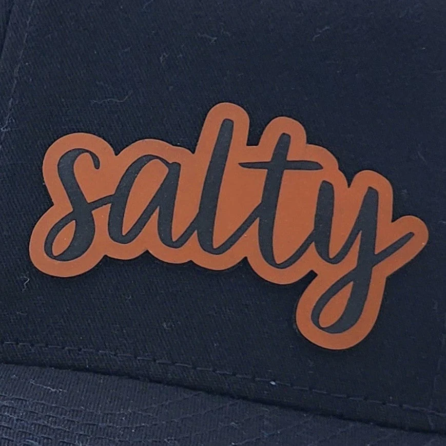Salty Beach Engraved Leatherette Hat Patch - MR01 - Image 2