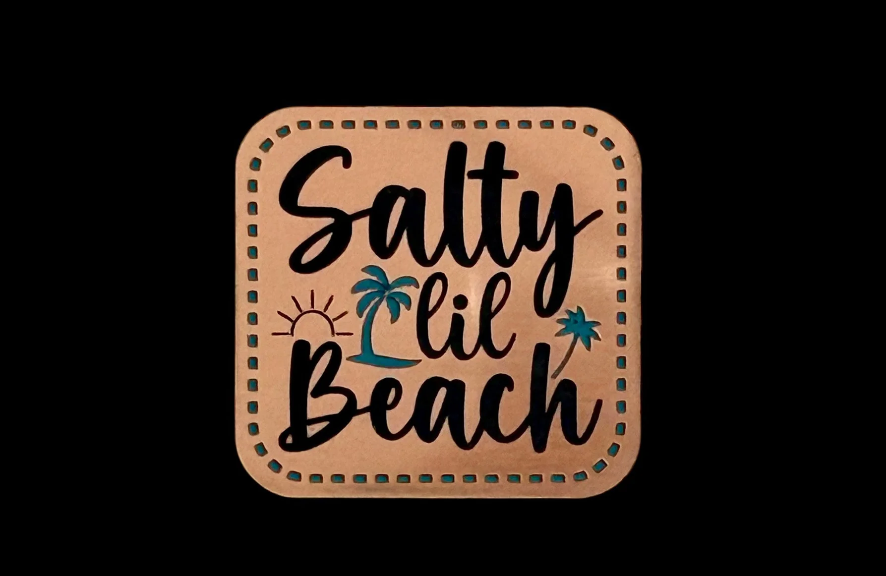 Salty Lil Beach Acrylic Laser Engraved Hat Patch - Image 2