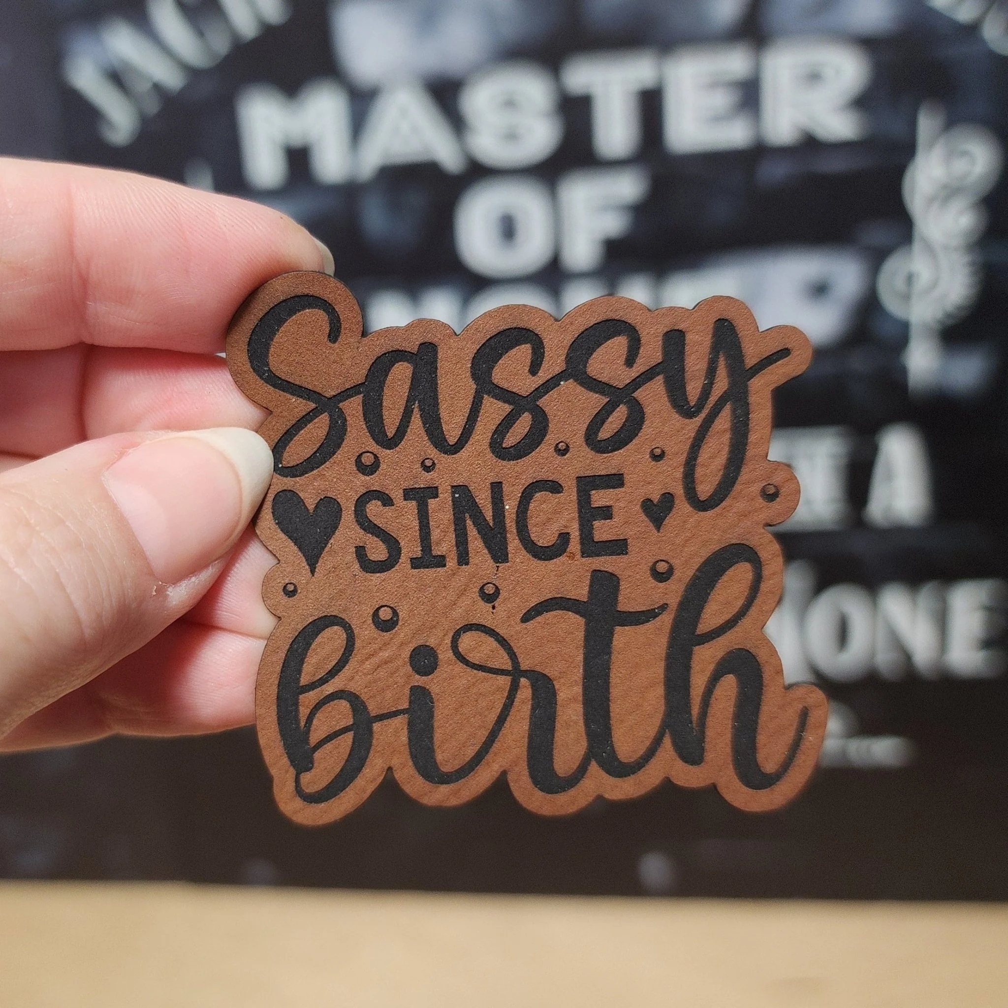 Sassy Since Birth (Rawhide) Engraved Leatherette Hat Patch - MR01