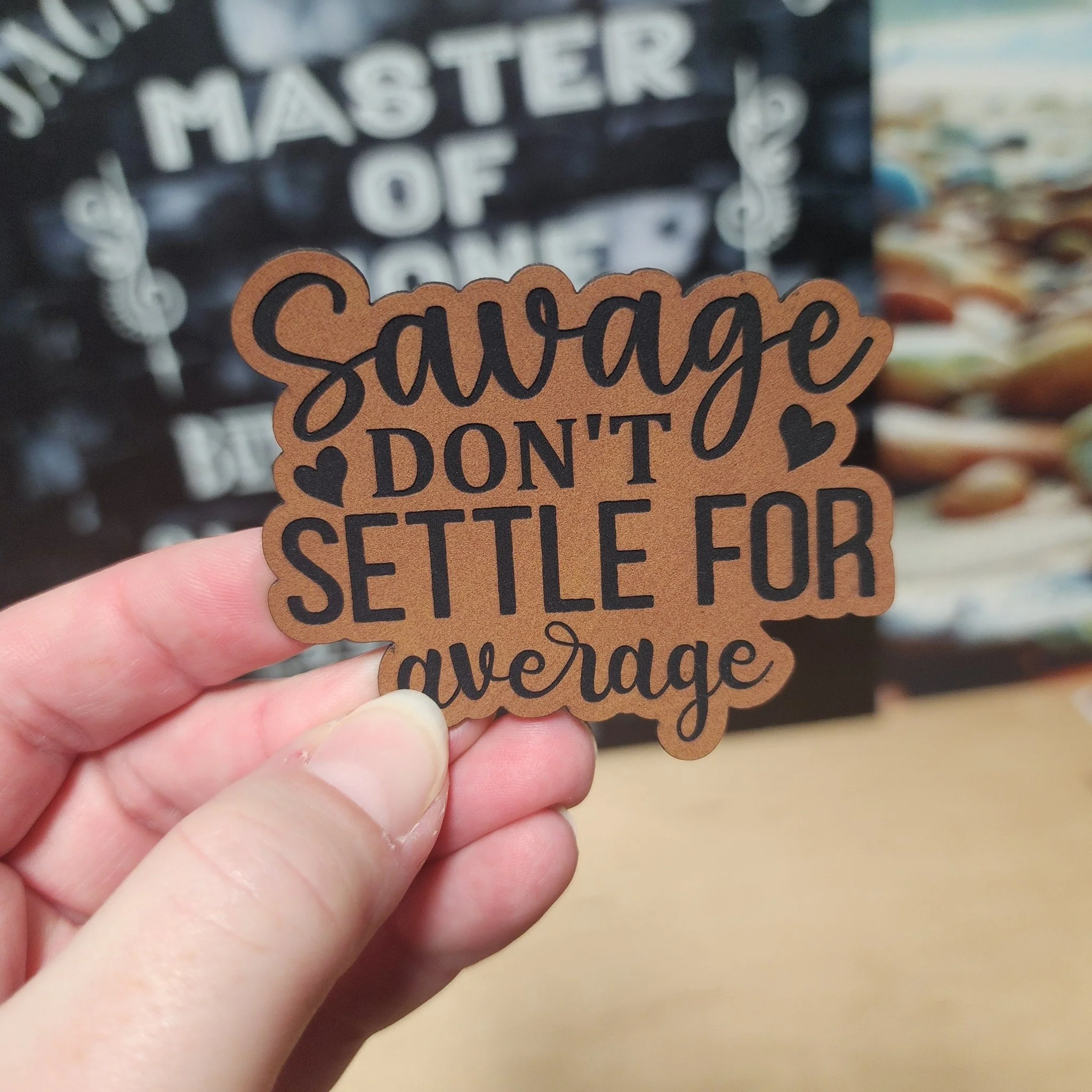 Savage Mindset, No Settling (Rawhide) Engraved Leatherette Hat Patch - MR01