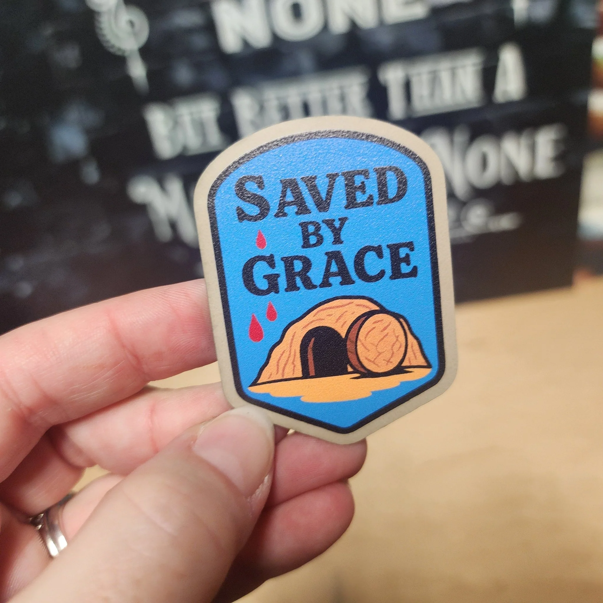 Saved by Grace UV Printed Leatherette Hat Patch - MR01