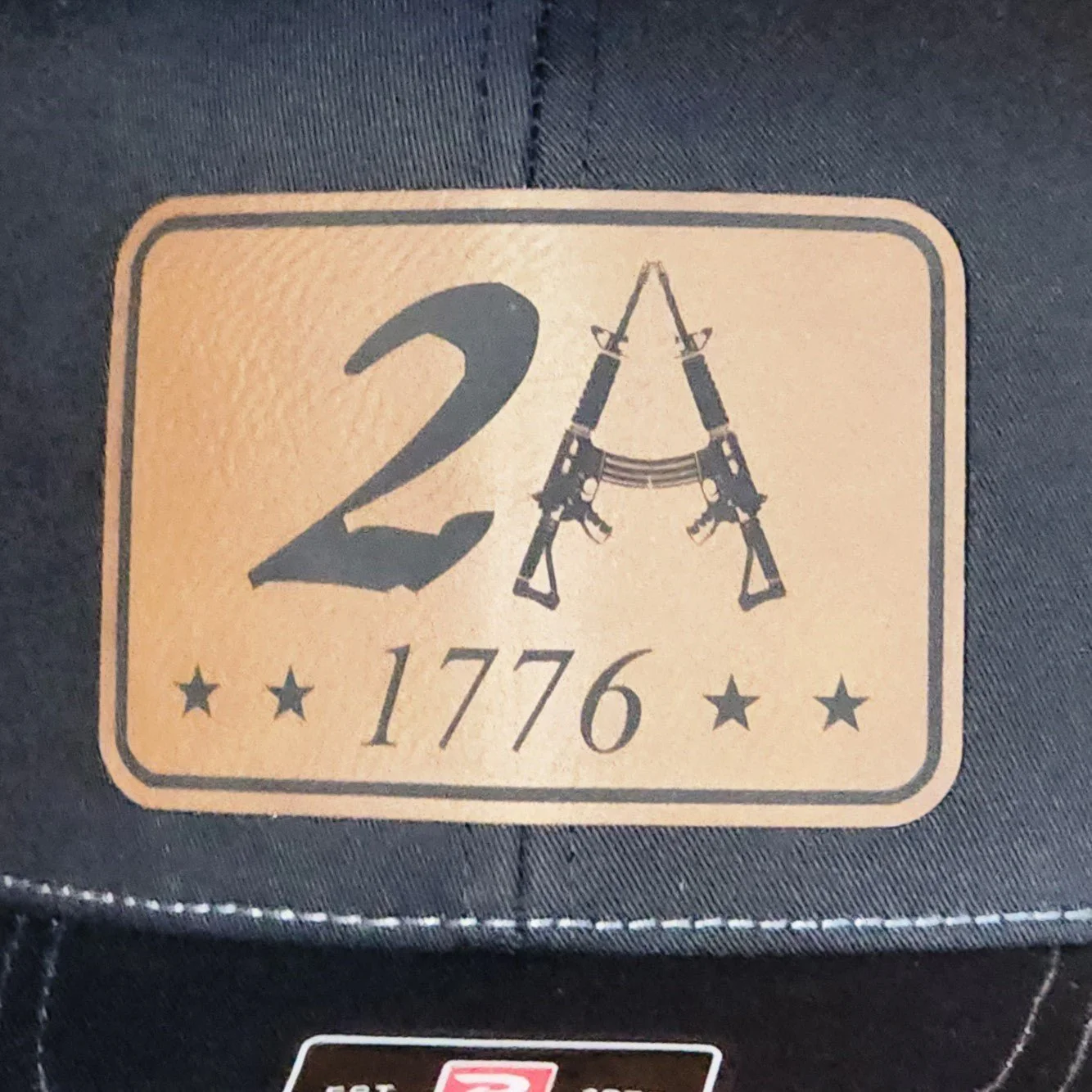 Second Amendment Proud (Saddle Tan) Engraved Leatherette Hat Patch - MR01