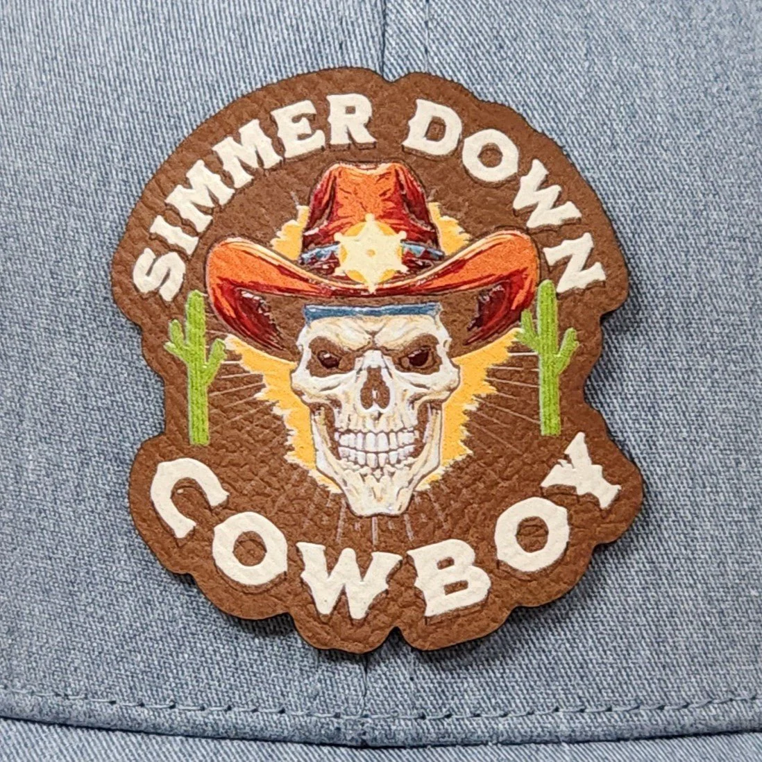 Simmer Down UV Printed Leatherette Hat Patch - MR01