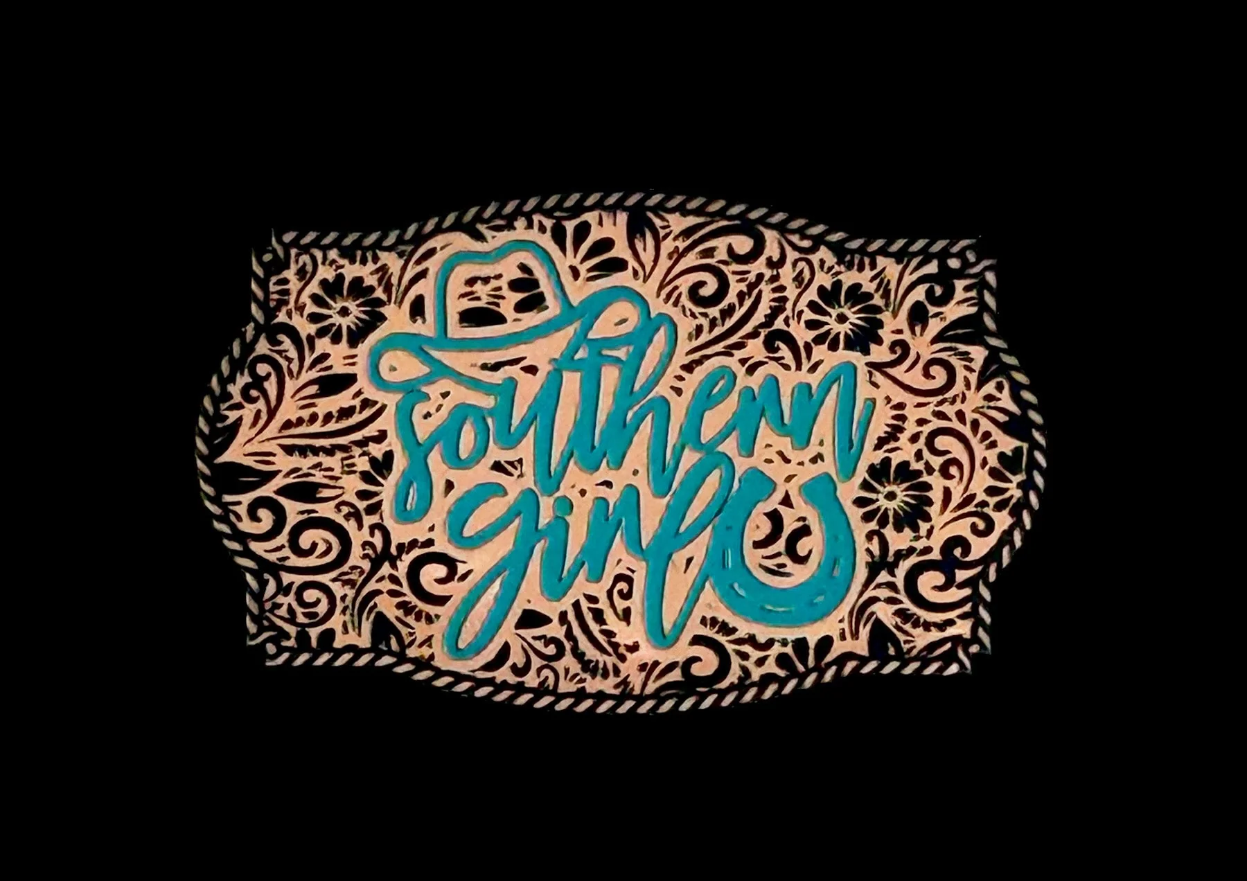 Southern Girl Western Style Tooled Acrylic Laser Engraved Hat Patch - Image 2