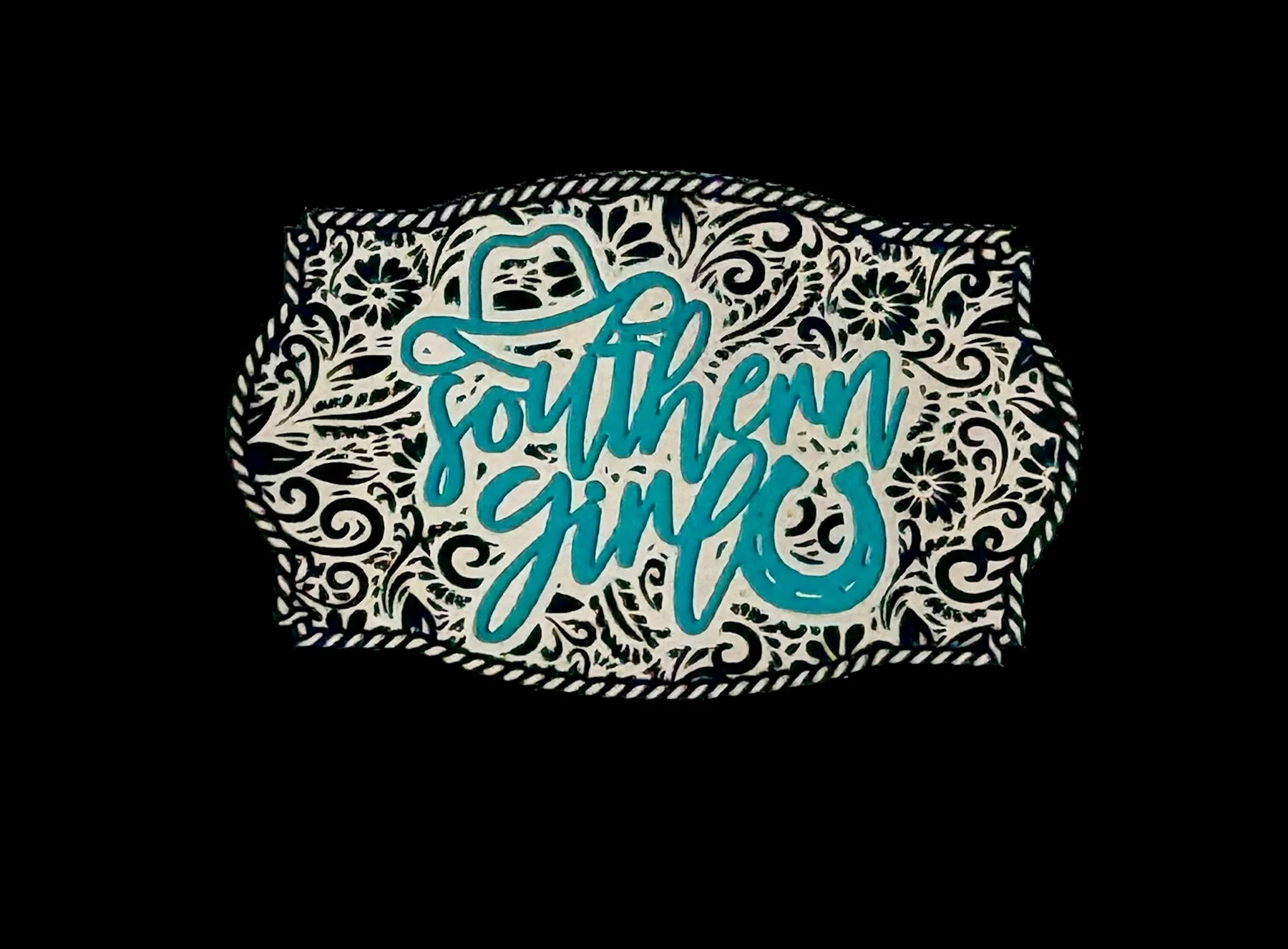Southern Girl Western Style Tooled Acrylic Laser Engraved Hat Patch - Image 3