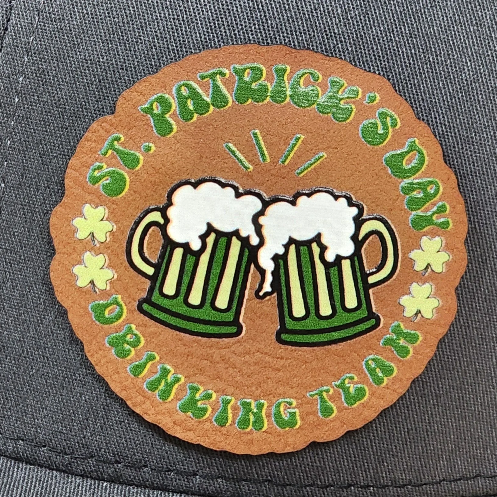 St. Patrick's Day Cheers! UV Printed Leatherette Hat Patch - MR01