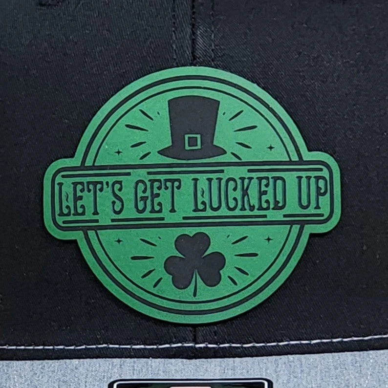 St Patricks Lucked Up Engraved Leatherette Hat Patch - MR01 - Image 2