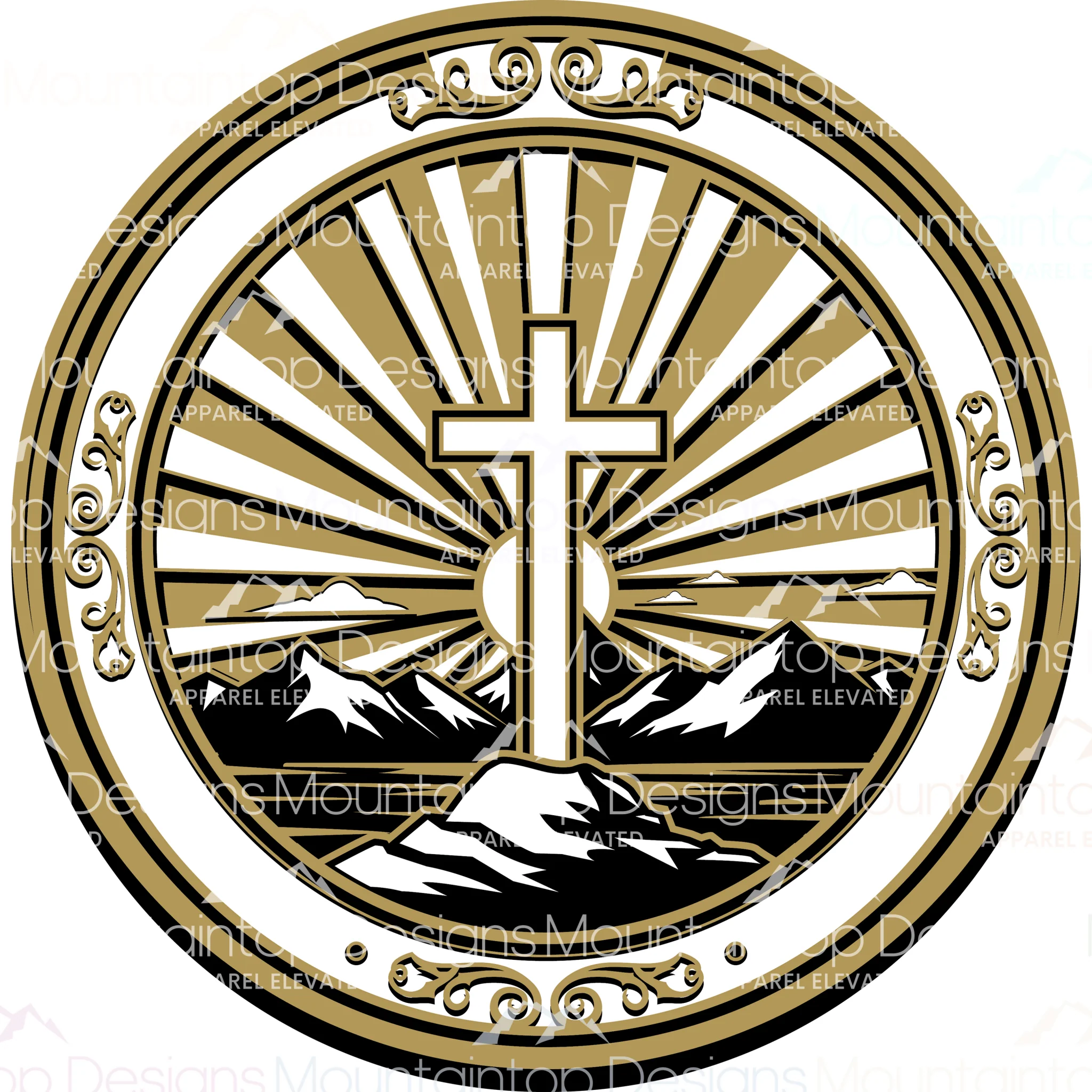 Sunset Cross Circular – SVG Digital File for Tri-Layer Engraving - Image 2
