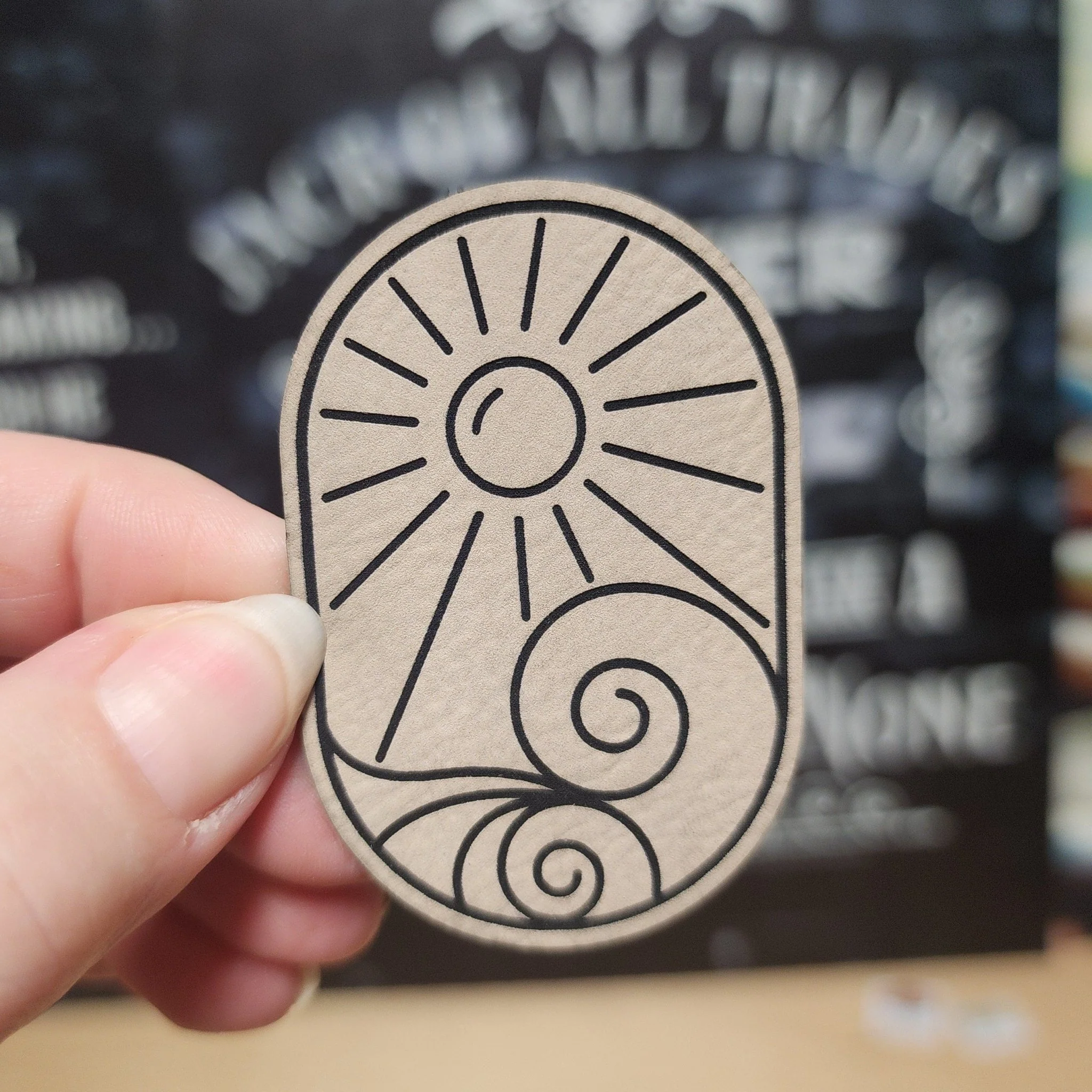 Sunshine and Waves (Cream Sand) Engraved Leatherette Hat Patch - MR01