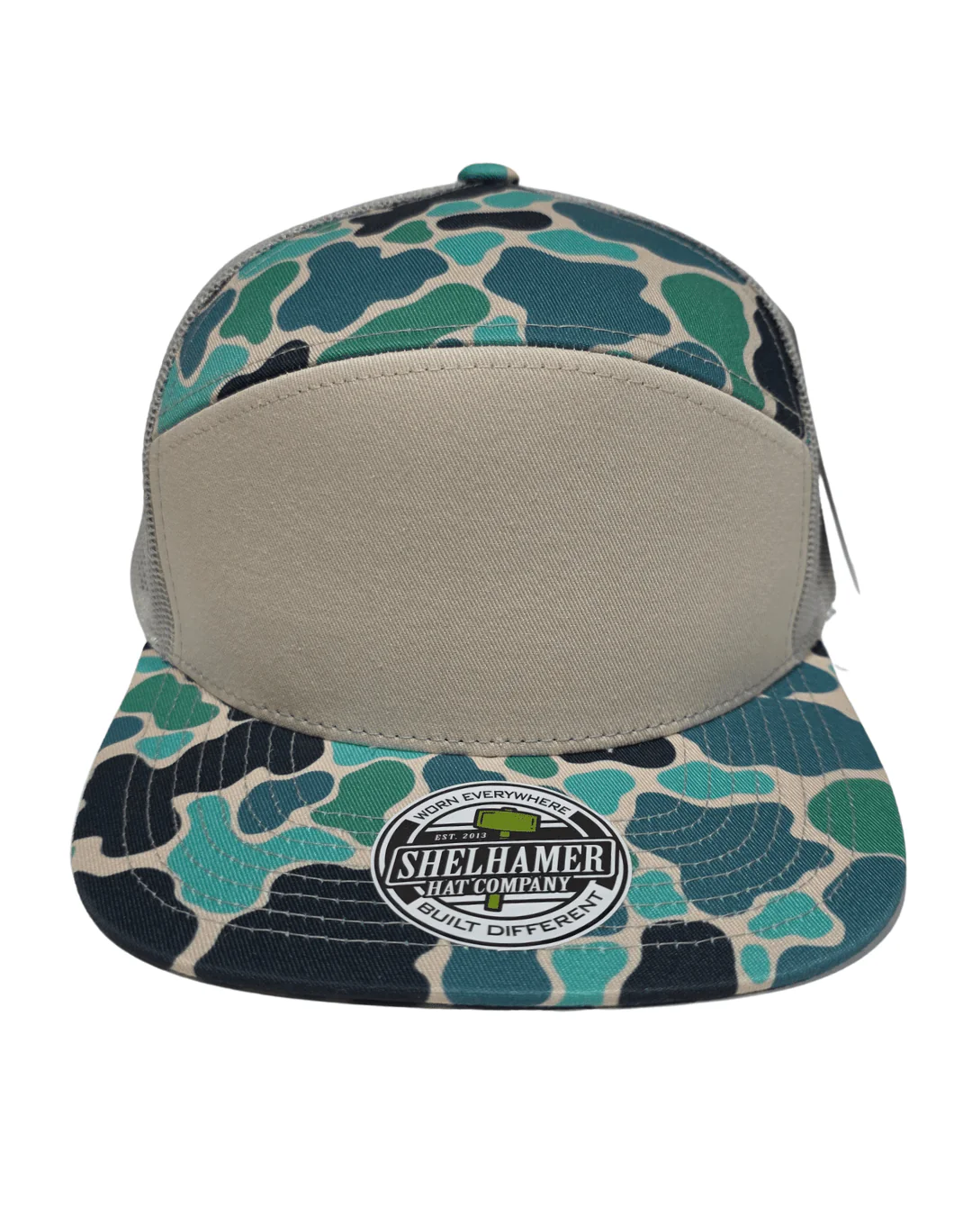 Swamp Duck Salty Camo & Silver 7-Panel Classic - Image 2