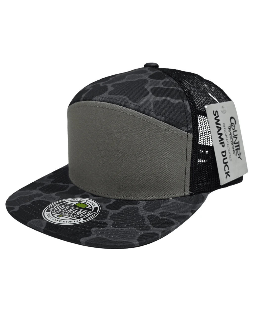 Swamp Duck Smoke Camo & Black 7-Panel Classic