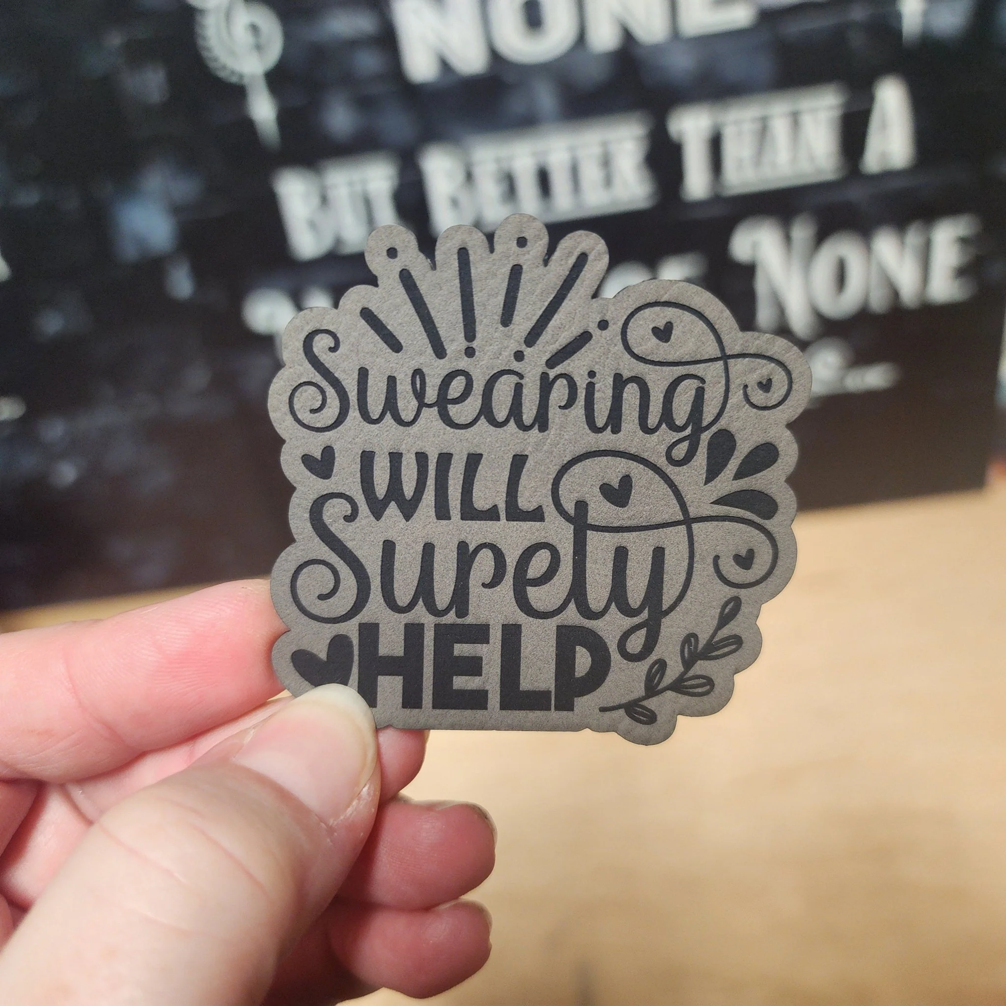 Swearing Will Surely Help Engraved Leatherette Hat Patch - MR01 - Image 2
