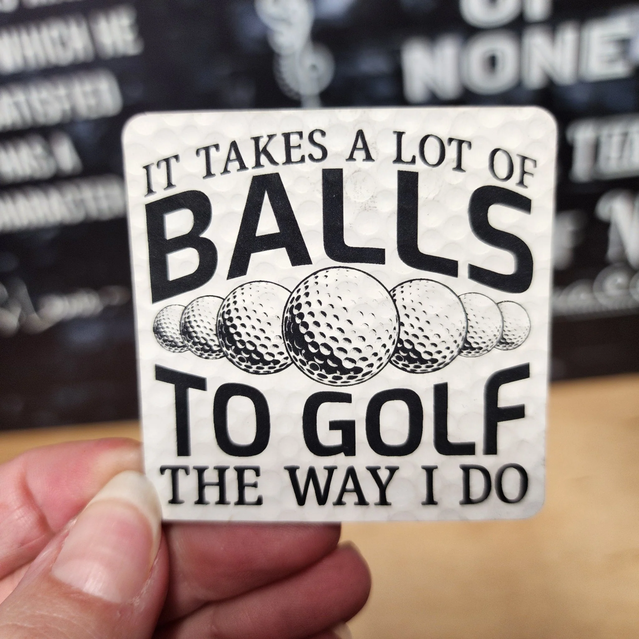 Takes a Lot of Balls Golf Engraved Leatherette Hat Patch - MR01