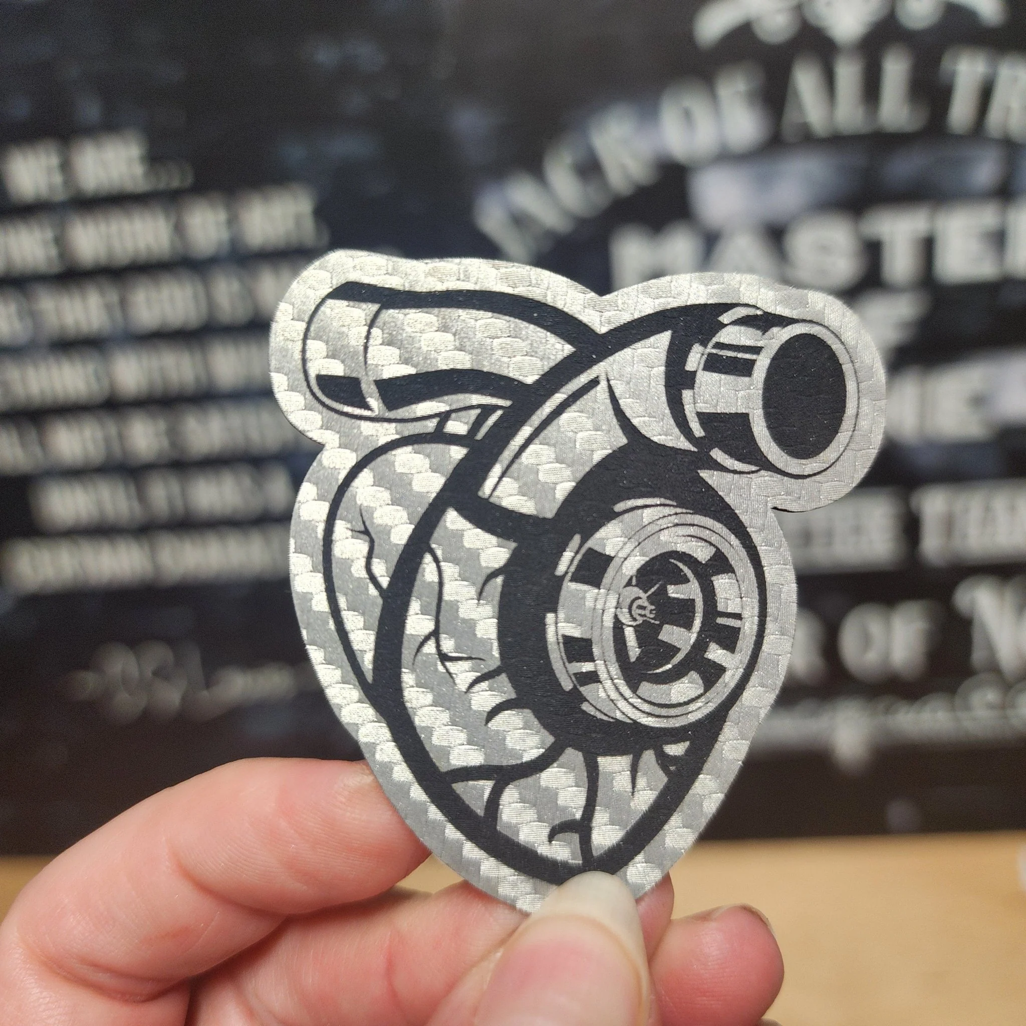 Turbocharger Power Boost Engraved Leatherette Hat Patch - MR01