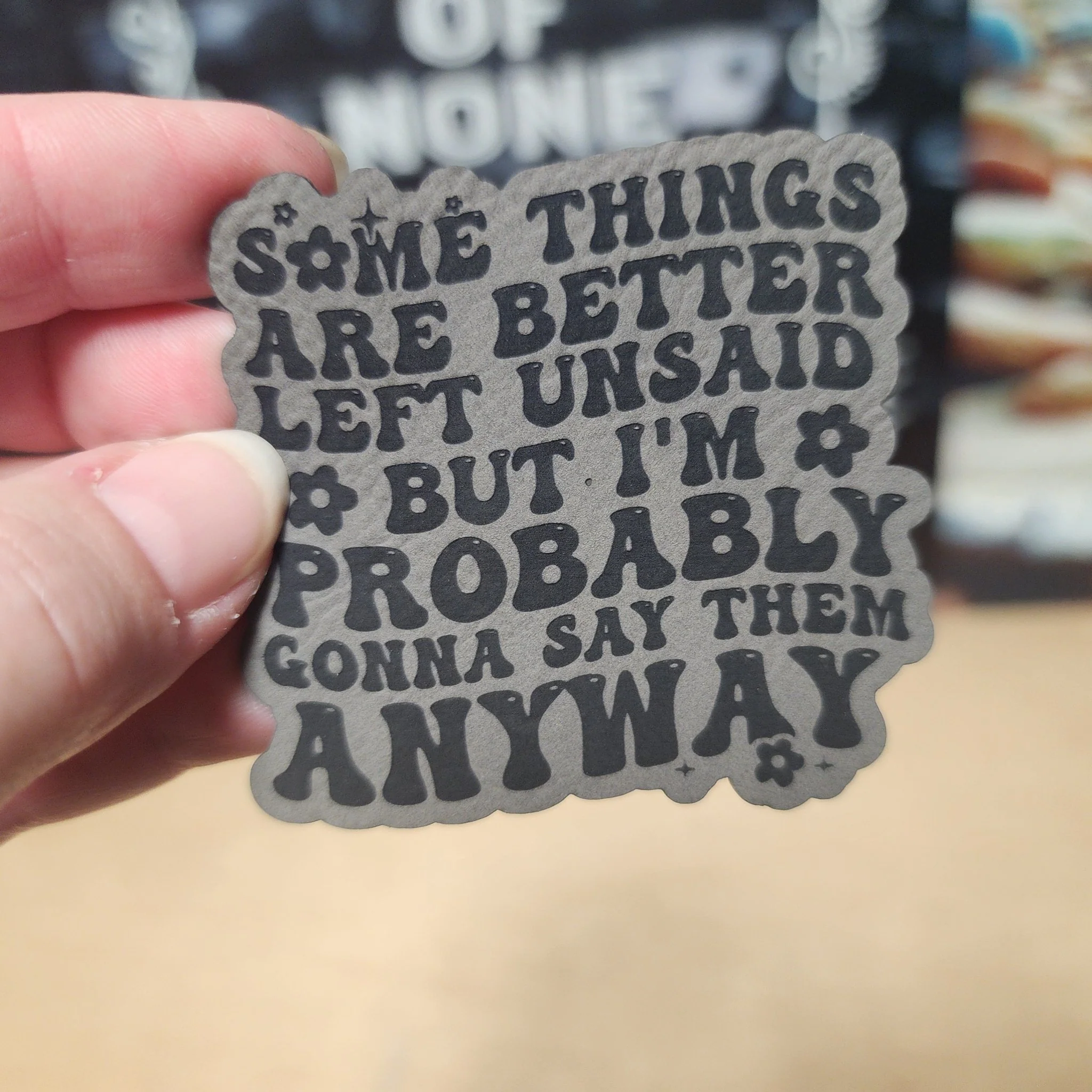 Unfiltered Thoughts (Grey) Engraved Leatherette Hat Patch - MR01