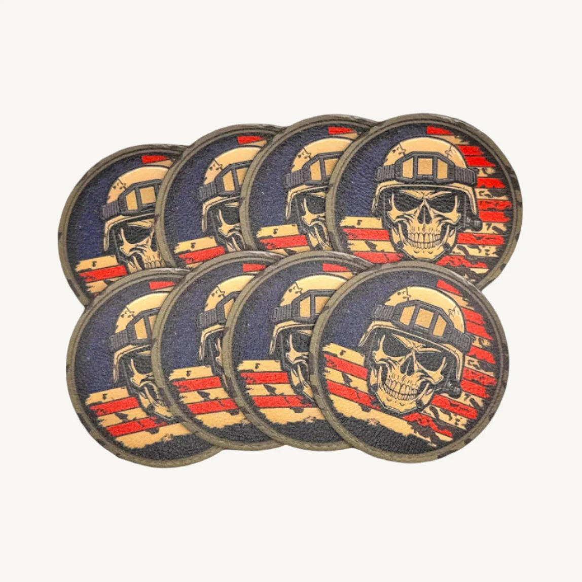 UV Printed Leatherette Patches - Skull & Flag Designs - Image 5