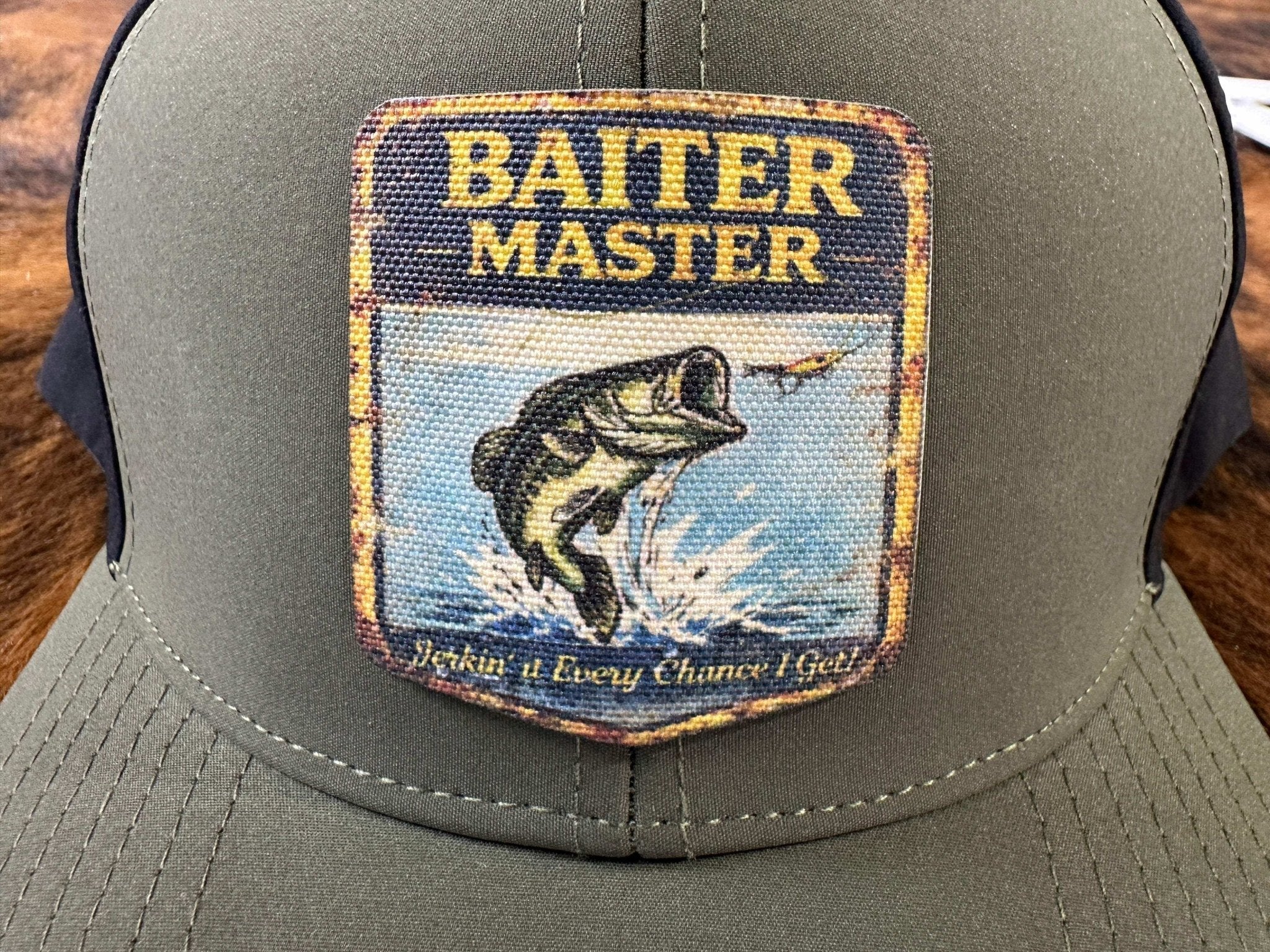 Vintage Master Baiter UV Printed Premium Canvas Patches  Funny Fishing Hat Patch - Image 3