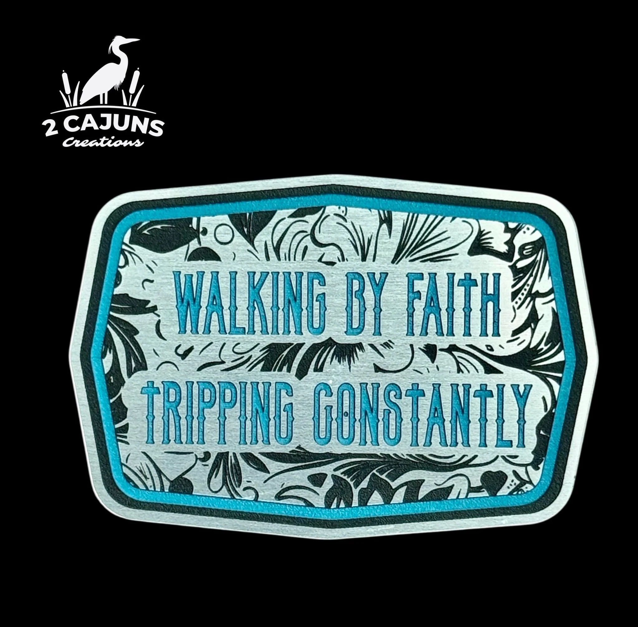 Walking By Faith Tripping Constantly Acrylic Hat Patch - 2 Colors Available - Image 2