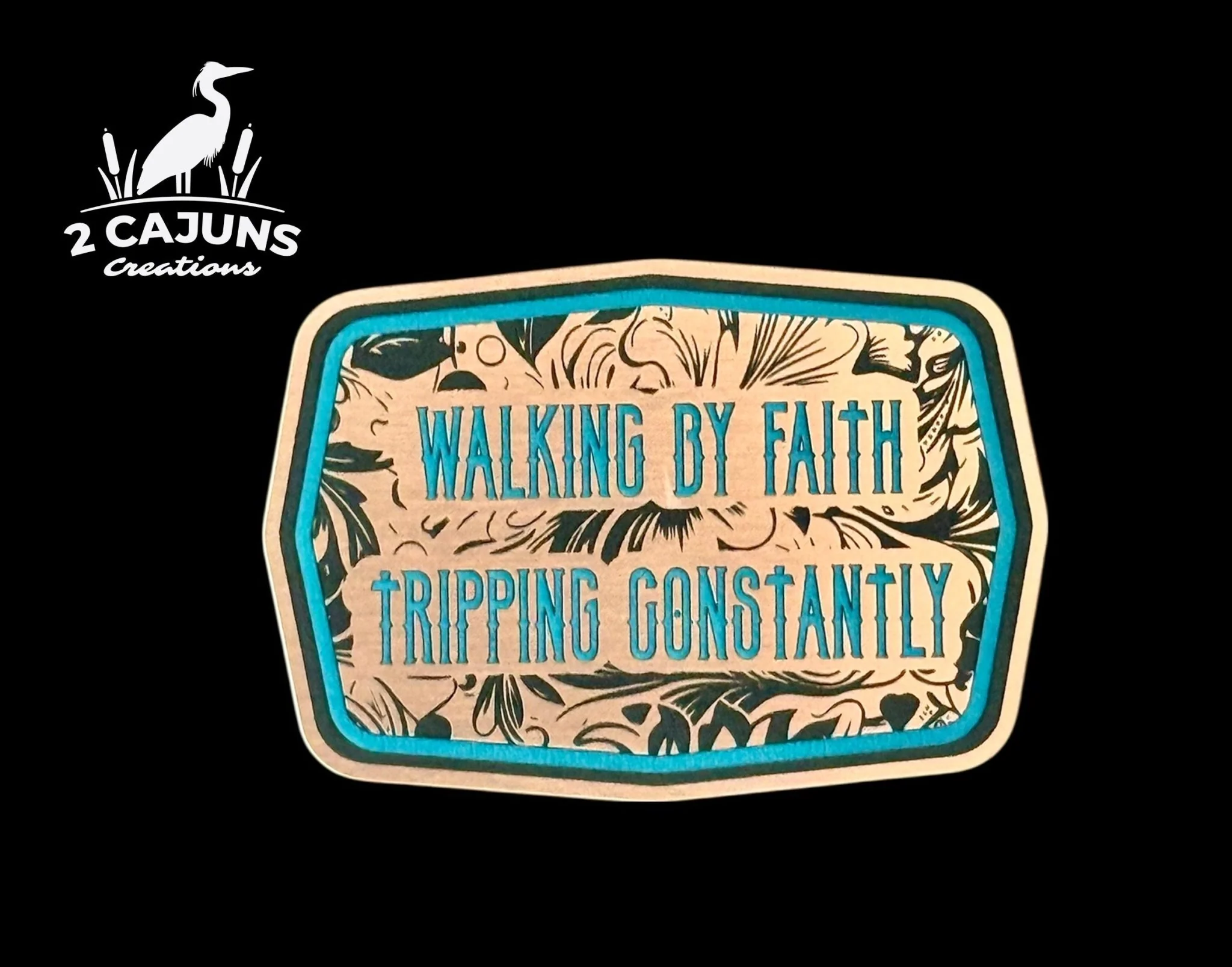 Walking By Faith Tripping Constantly Acrylic Hat Patch - 2 Colors Available - Image 3