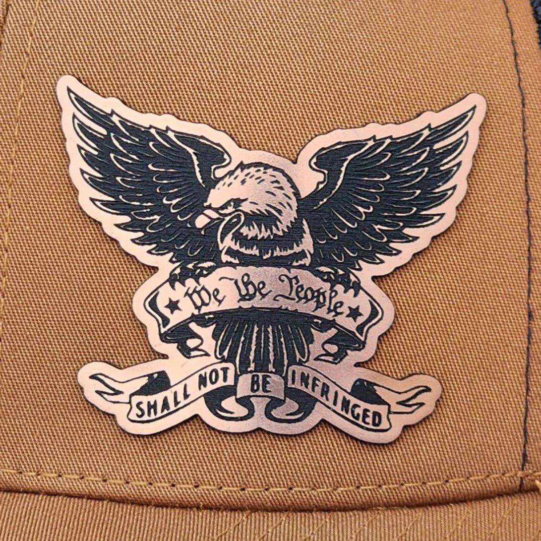 We the People Copper Engraved Leatherette Hat Patch - MR01