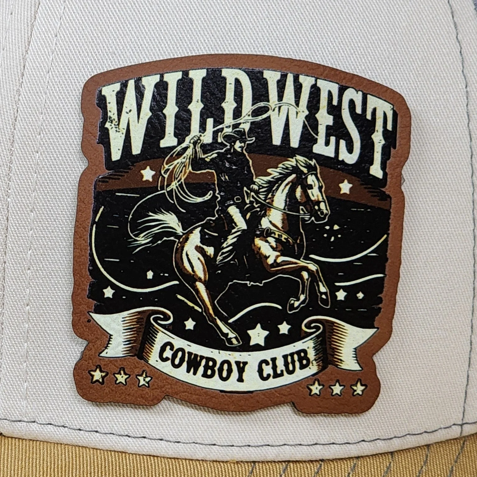 Wild West Cowboy UV Printed Leatherette Hat Patch - MR01